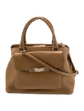 Bruno Magli Brown Leather Snap Closure Top Hdl Bag