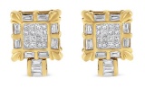 14k Gold .93ct Diamond Art Deco Hoop Earrings