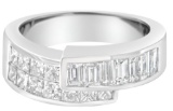14k W. Gold Multi-cut 1.94ct Diamond Bypass Band