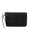 Tory Burch Blk Leather Gold-tone Hdw Zip Clutch