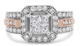14k Two-tone Gold 1.13ct Diamond Halo Ring