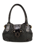 Eric Javits Black Raffia Pull-through Shldr Bag