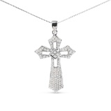 Exquisite Round 1.00ct Diamond Cross Necklace