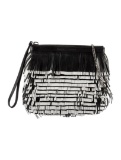 Proenza Schouler Blk Leather Fringe Trim Clutch