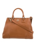 Tory Burch Brown Leather Snap Cls Top Hdl Bag