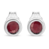 Round .43ct Garnet Bezel Stud Earrings