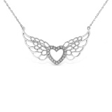 Elegant .07ct Diamond Accent Fairy Wing Necklace