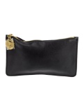 Stella Mccartney Blk Leather Zip Closure Clutch