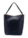 Tory Burch Signature Logo Blue Lthr Lasercut Hobo