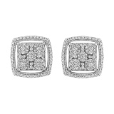 Elegant .38ct Diamond Double Halo Cluster Earrings