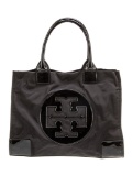 Tory Burch Graphic Logo Black Nylon Snap Cls Tote