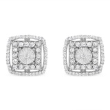 Round-cut 1.00ct Diamond Halo & Disk Earrings
