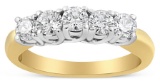 18k Gold Round 1.00ct Diamond 5 Stone Ring Band