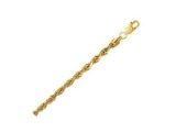 10k Gold Hollow Diamond Cut Rope Necklace 20