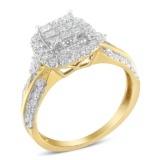 10k Gold 1.07ct Diamond Cushion Shape Halo Ring