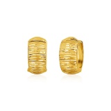 14k Gold Diamond Cut Hoop Design Earrings