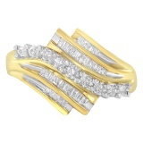 10k Gold Round & Baguette .49ct Diamond Ring