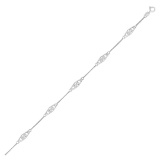 14k Wgold Diamond Shape Filigree Stations Anklet