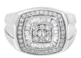 14k Wgold Multi-cut 1.00ct Diamond Cluster Ring