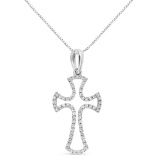 Elegant .30ct Diamond Framed Open Cross Necklace