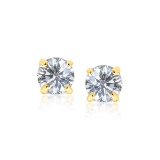 14k Gold Round 2.00ct White Topaz Earrings