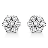 Stunning 1.00ct Diamond Floral Cluster Earrings