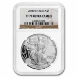 2010-w 1 Oz Ag American Silver Eagle Pf-70 Ngc