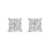 10k White Gold .78ct Diamond Square Stud Earrings