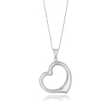 14k White Gold Floating Heart Drop Necklace