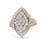 10k Gold Round & Baguette 1.00ct Diamond Ring