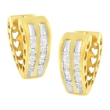 10k Gold .50ct Diamond Huggie Heart Hoop Earrings