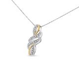 10k Gold-pl. Round .06ct Diamond Swirl Necklace