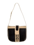 Gucci Colorblock Black Suede Flap & Snap Shldr Bag