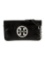 Tory Burch Black Leather Jacquard Flap Cls Clutch