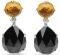 18k Gold 40.12ct Black Onyx & Citrine Earrings
