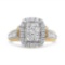 14k Gold Round & Princess 1.04ct Diamond Ring