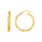 14k Gold Textured Twisted Round Hoop Earrings