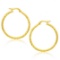 14k Gold Tube Textured Round Hoop Earrings