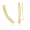 14k Gold Curved Tube Earrings With Diamond Cuts