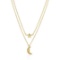 14k Gold Puff Moon & Star Double-strand Necklace