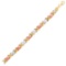 14k Tri-color Gold Fancy Satin Heart Line Bracelet