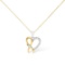 10k Gold-pl .20ct Diamond Ribbon Heart Necklace