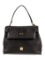 Mcm Black Leather Turn-lock Cls Top Hdl Bag