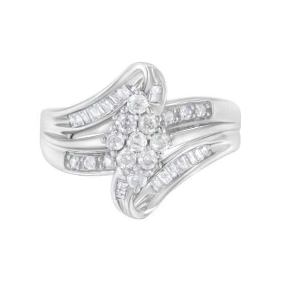 10k Gold .56ct Diamond Cluster Bypass Ring