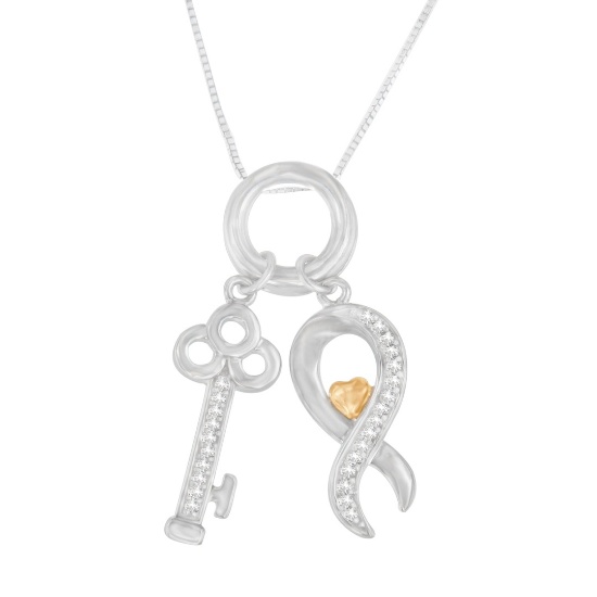 10k Gold-pl .15ct Diamond Symbol Key Necklace