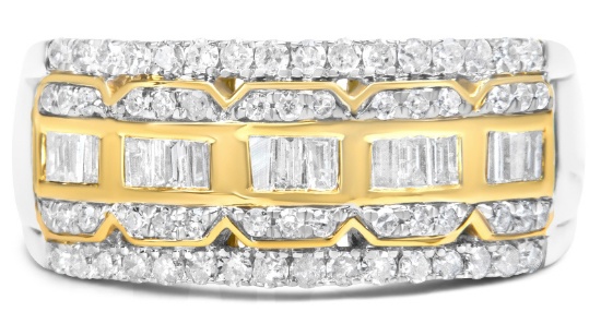 10k Two-tone Gold 1.05ct Diamond Multi-row Band
