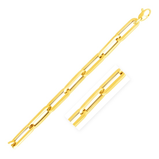 14k Gold Wide Paperclip Chain Bracelet