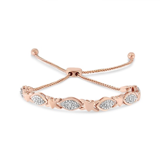 14k Gold-pl .10ct Diamond Accent Heart Bracelet