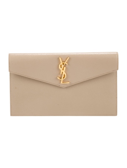 Saint Laurent Uptown Leather Flap & Snap Clutch
