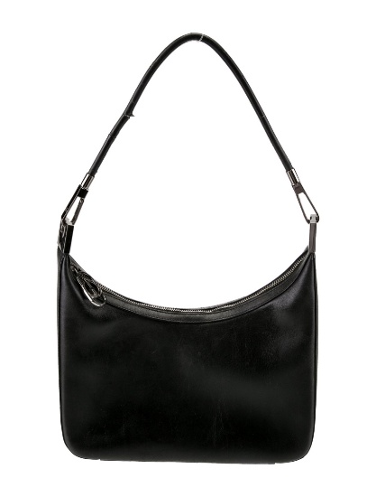 Gucci Black Leather Silver-tone Hdw Shldr Bag